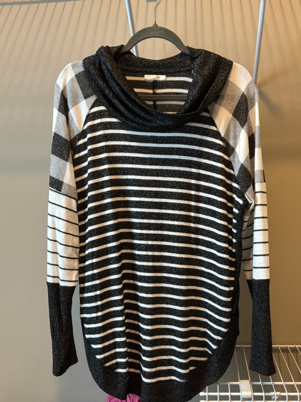 Maurices Black and White Striped Cowl Neck Sweater